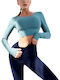 Ramona Γυναικείο Αθλητικό Crop Top Μακρυμάνικο Μπλε