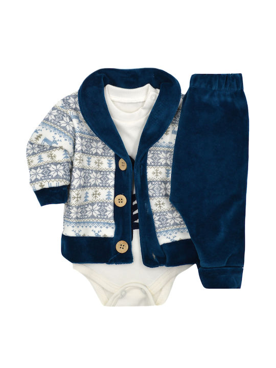 Extan Bebe Baby Bodysuit Set with Pants Blue