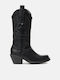 InShoes Cowboy Boots with Zipper Black