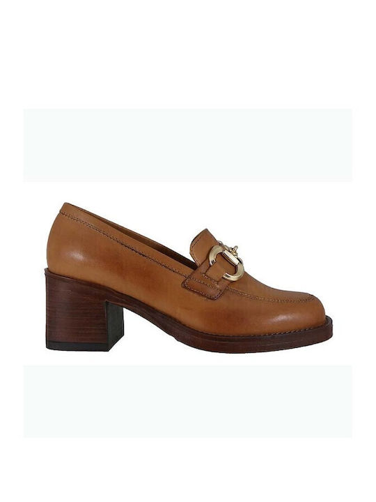 Paola Ferri Leather Tabac Brown Medium Heels