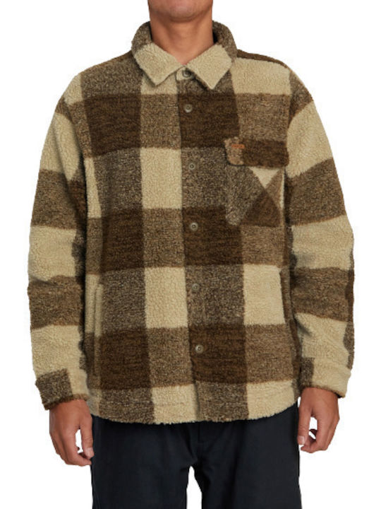 RVCA Men's Shirt Overshirt Long Sleeve Brown