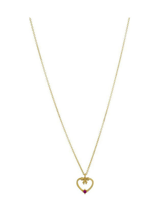 Al'Oro Colier cu design Inima din Aur 14K cu Zirconiu