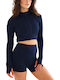 Monica Short Women's Cardigan with Zipper in Navy Blue Color