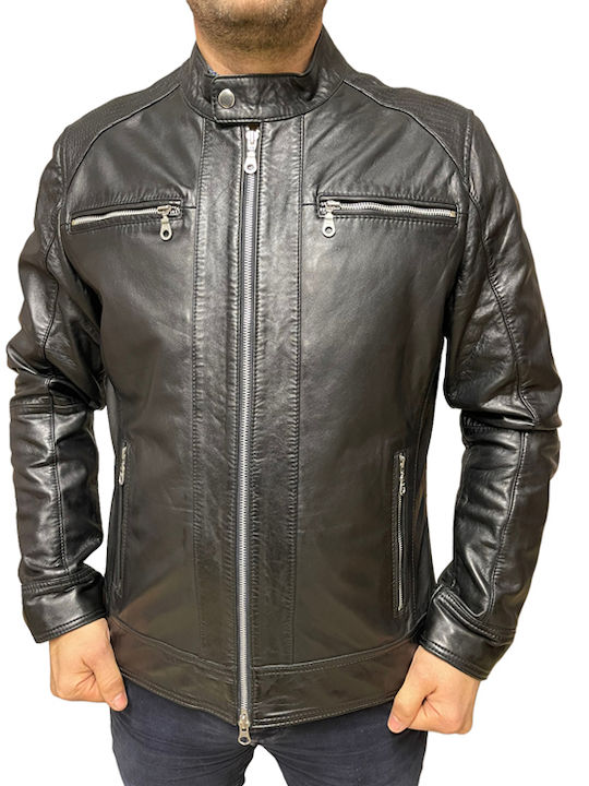 4452 Δερμάτινο Μπουφάν Biker Μαύρο