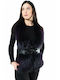 MARKOS LEATHER Women's Sleeveless Long Fur Black