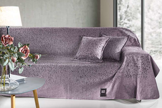 Guy Laroche Matis Three-Seater Sofa Throw 2 Sides Chenille 180x300cm Purple