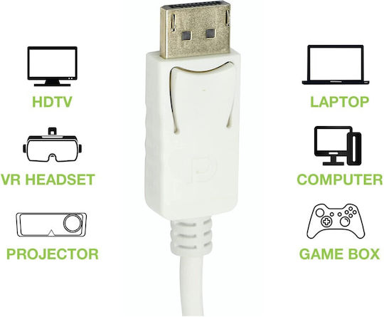 Techly Cable DisplayPort male - HDMI male 0.25m Λευκό (IADAP DP-HDMIFP460)