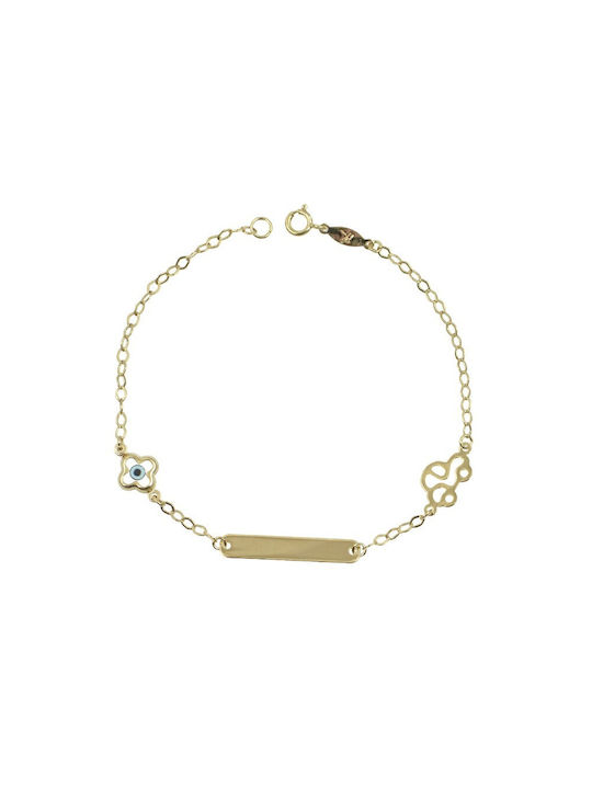 Emanouilidis Ilias Kids Bracelet ID from Gold 9K with Evil Eye