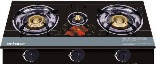 Ertone Liquid Gas Countertop Triple Burner Black