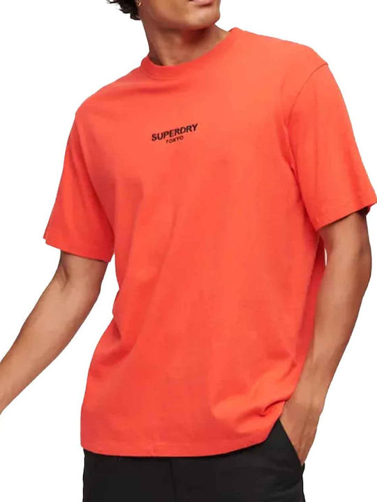 Superdry Herren Sport T-Shirt Kurzarm Rot