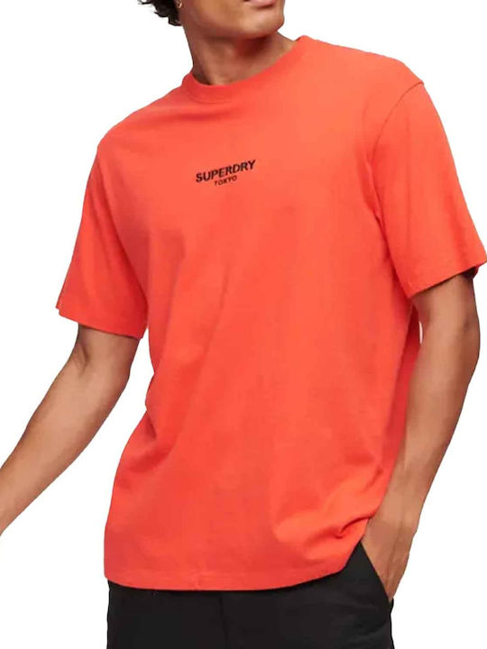 Superdry Bărbați T-shirt Sportiv cu Mânecă Scurtă Roșu