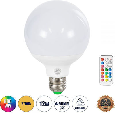 GloboStar Bec inteligent LED 12W pentru Soclu E27 și Formă G95 RGB 780lm