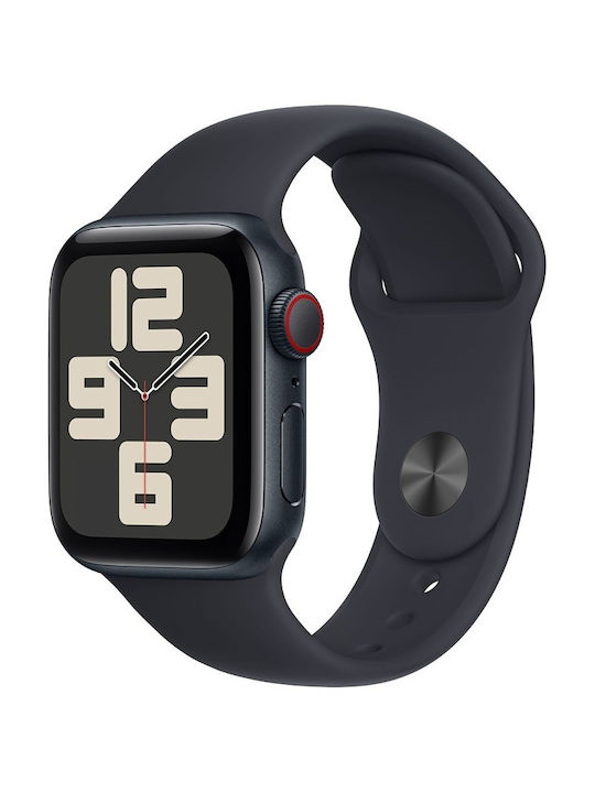 Apple Watch SE 2023 Cellular Aluminium 44mm Αδιάβροχο με Παλμογράφο (Midnight με Midnight Sport Band (M/L))