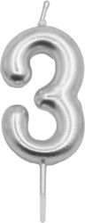 Tpster Birthday Candle Number "3" in Silver Col...