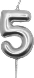 Tpster Birthday Candle Number "5" in Silver Col...
