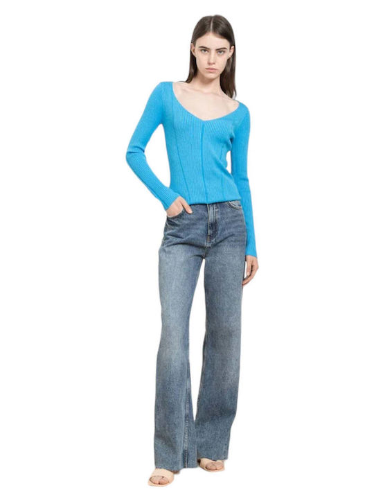 Twinset Women's Long Sleeve Sweater Striped Blue
