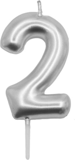 Tpster Birthday Candle Number "2" in Silver Color 29919