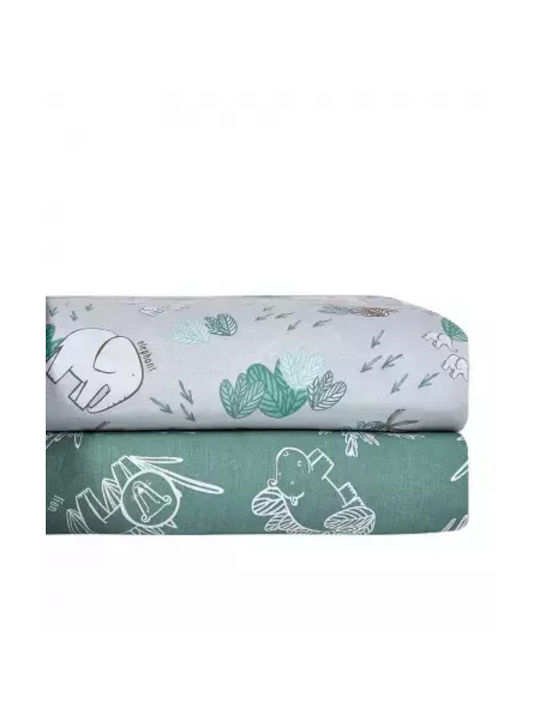 Kentia Baby Sheets Set Crib Cotton Baby Gazele 000073910 Green 3pcs 120x170cm