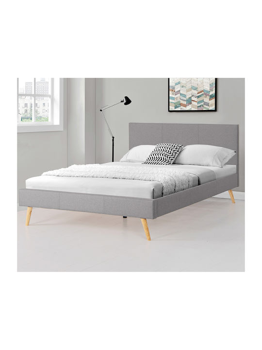 Relax Κρεβάτι Διπλό Επενδυμένο με Ύφασμα Γκρι με Τάβλες για Στρώμα 140x200cm