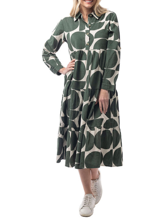 Orientique Midi Σεμιζιέ Φόρεμα Πράσινο