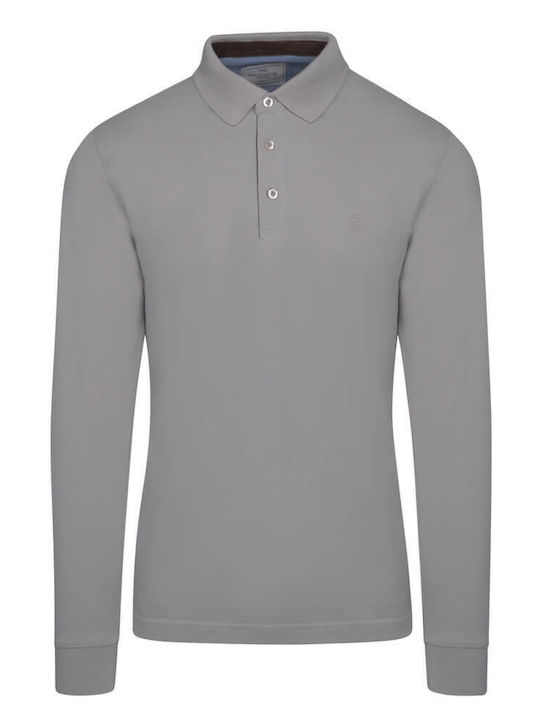 Prince Oliver Men's Long Sleeve Blouse Polo Gray