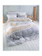 Rythmos Bettbezug-Set Baumwolle Einzelbett mit Kissenbezug 160x240 Jesse Grey