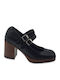 Leder Pumps mit Riemchen & hoher Absatz Schwarz