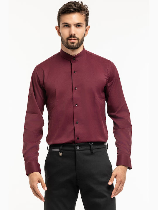 Dezign Men's Shirt Long Sleeve Cotton Burgundy