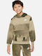 Fleece Kids Sweatshirt with Hood and Pockets Khaki Sportswear Club