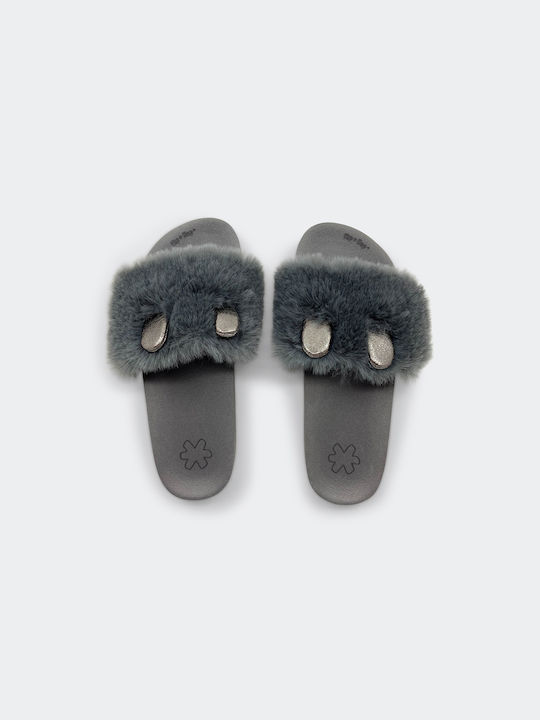 Flip Flop Women's Slippers with Fur Gray /0010