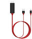 Cable HDMI male - Lightning male / USB-A male 2m Red