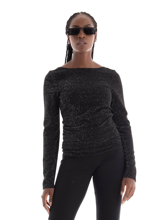 Selected Damen Bluse Langärmelig Schwarz