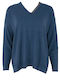 Forel Women's Long Sleeve Sweater with V Neckline Blue