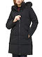 Kurz Damen Puffer Jacke für Winter Schwarz