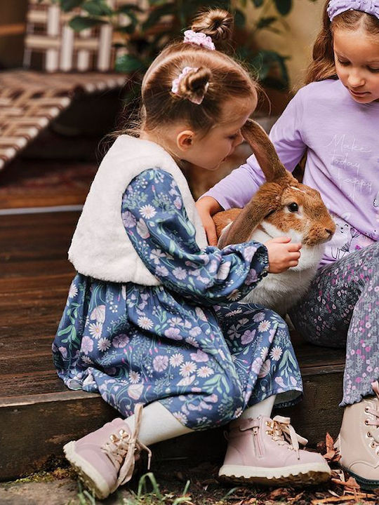Children's Dress Long Sleeve Set with Coat Blue