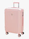 Bartuggi Large Hard Pink Suitcase with 4 Wheels Height 77cm