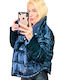 Women's Short Puffer Jacket for Winter Blue