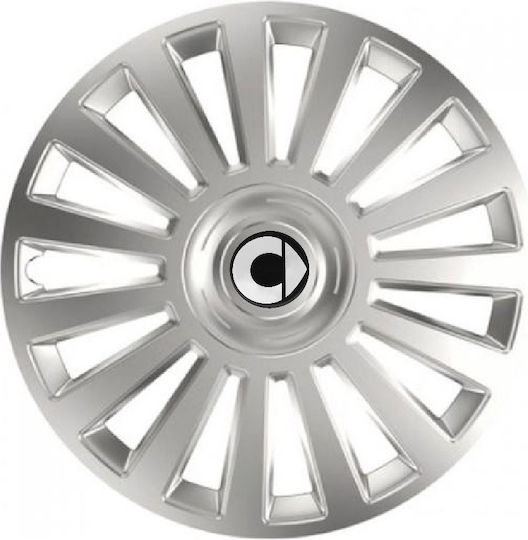 Versaco Set Capace De Roți Auto Luxury Compatibilitate Inteligent 4 Bucăți 15 Argintii