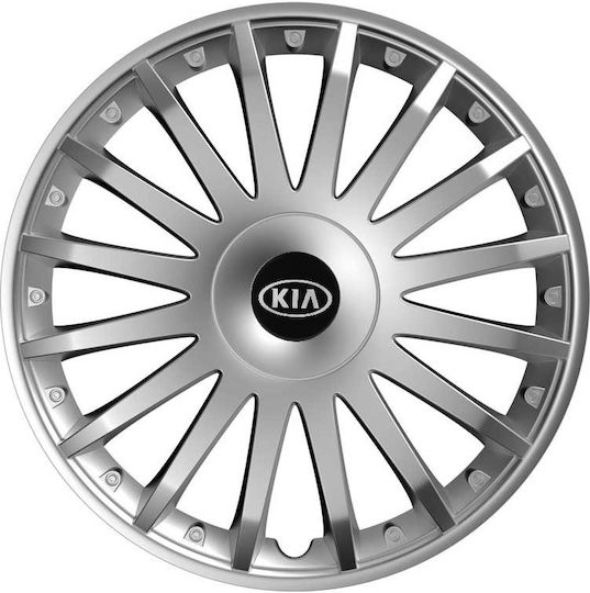 Versaco Car Hubcap Set Luxury with Kia Emblem 15" 4pcs Silver