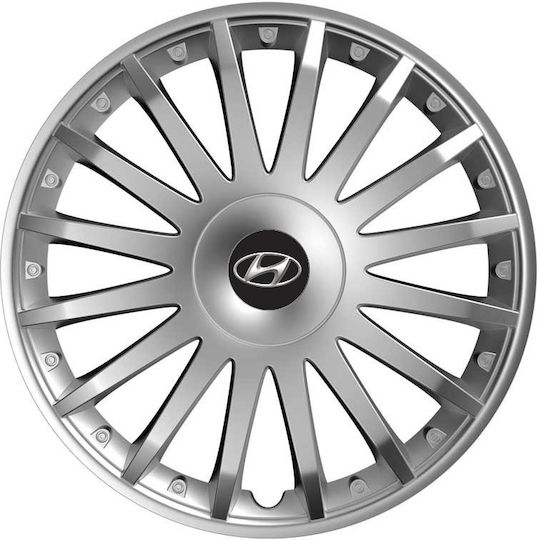 Versaco Car Hubcap Set Luxury with Hyundai Emblem 14" 4pcs Silver