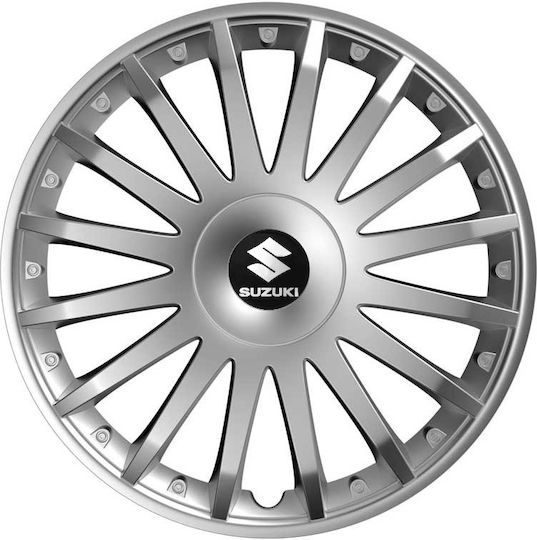 Versaco Car Hubcap Set Luxury with Suzuki Emblem 15" 4pcs Silver