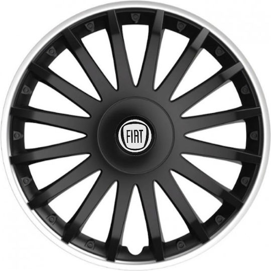 Versaco Set Capace De Roți Auto Crystal Compatibilitate Fiat 4 Bucăți 13 Negru/Negru