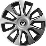 Versaco Auto Radkappen Set Stratos mit Marke Skoda 4Stück 16" Silber/Schwarz