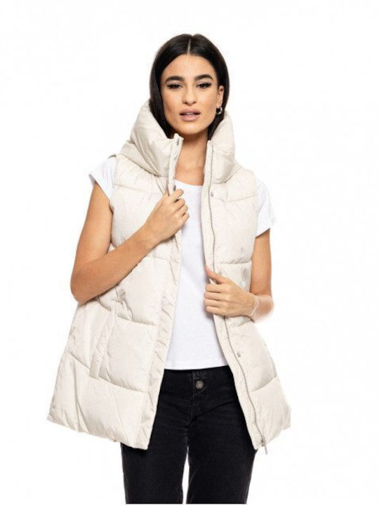 Splendid Kurz Damen Ärmellos Puffer Jacke für Winter Beige