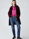 Women's Burgundy Coat with Belt