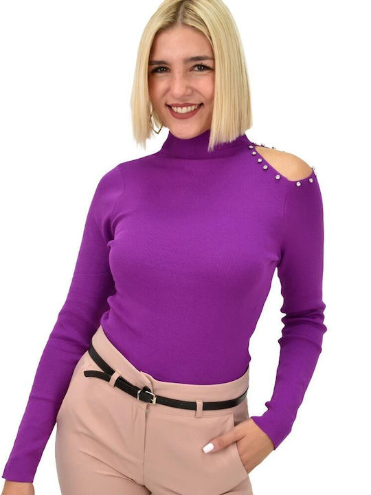 Potre Women's Long Sleeve Sweater Purple