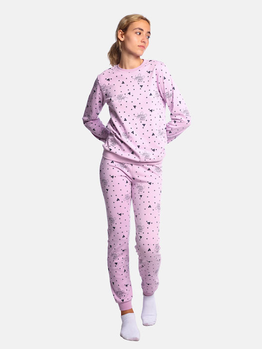 Dreams Winter Women's Pyjama Set Cotton Pink