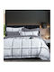 Mc Decor Duvet Cover Set Cotton Satin Queen with 2 Pillowcases 230x250 Grey