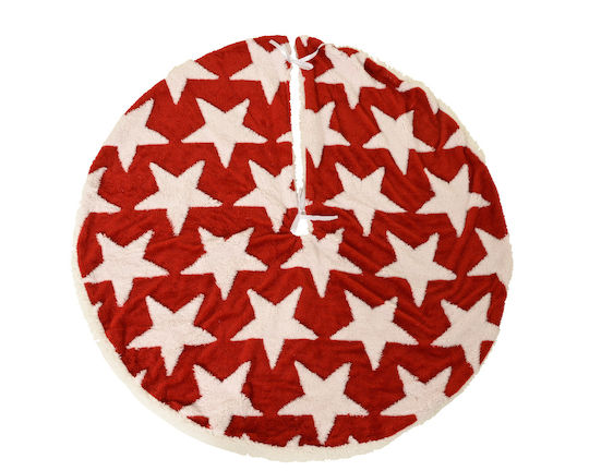 Weihnachtsbaumrock aus Polyester Rot Ψάθινη Μ100xΠ1.2xΥ100xΦ100εκ.
