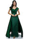 RichgirlBoudoir Maxi Evening Dress Slip Dress Draped Green